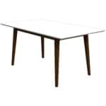 Solid Wood White Rectangular Dining Table 63 Inch Mid-Century 5 Solid Wood White Rectangular Dining Table 63 Inch Mid-Century