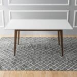 Solid Wood White Rectangular Dining Table 63 Inch Mid-Century 7 Solid Wood White Rectangular Dining Table 63 Inch Mid-Century