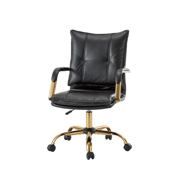 Maryland Black Tufted Ergonomic Swivel Faux Leather Office Chair 1