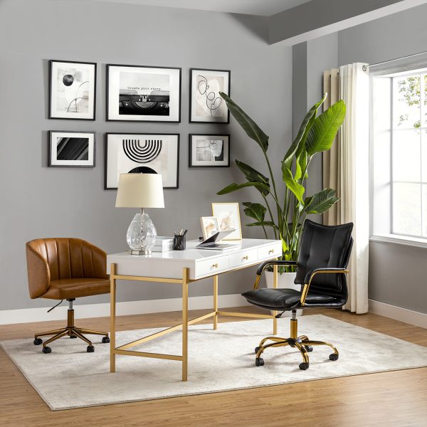 Maryland Black Tufted Ergonomic Swivel Faux Leather Office Chair 2