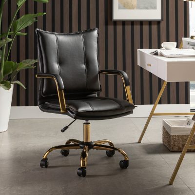 Maryland Black Tufted Ergonomic Swivel Faux Leather Office Chair
