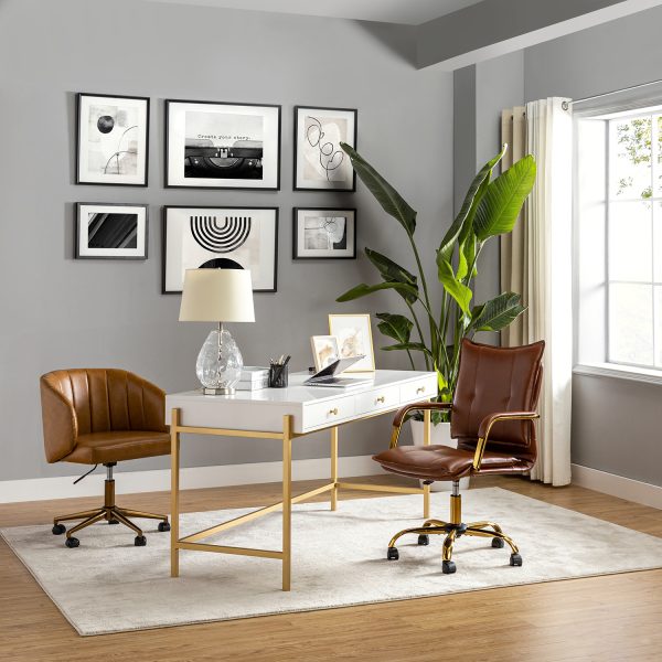 Maryland Brown Tufted Swivel Ergonomic Faux Leather Office Chair 2