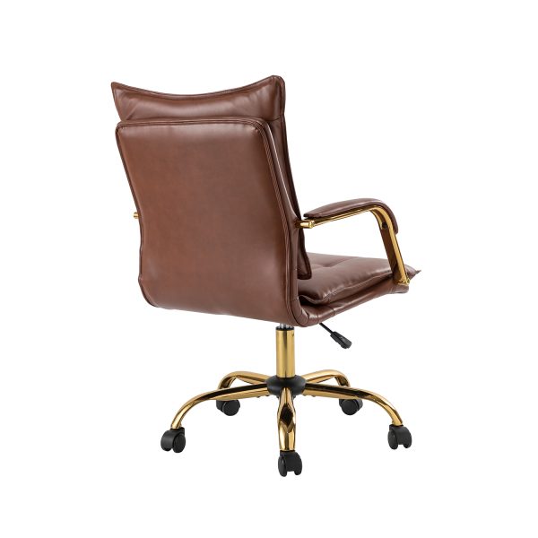 Maryland Brown Tufted Swivel Ergonomic Faux Leather Office Chair 4