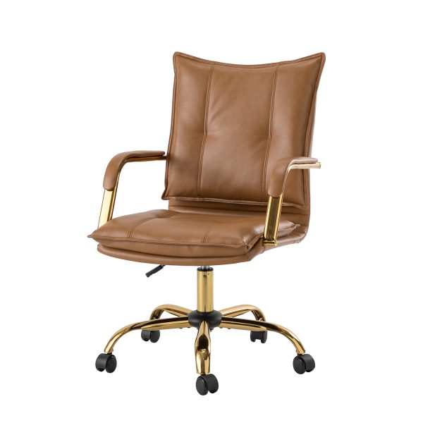 Maryland Camel Tufted Ergonomic Swivel Faux Leather Office Chair 1
