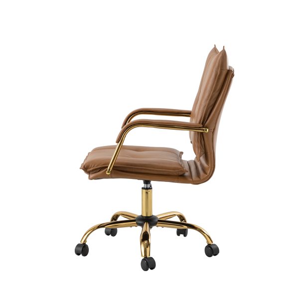 Maryland Camel Tufted Ergonomic Swivel Faux Leather Office Chair 3
