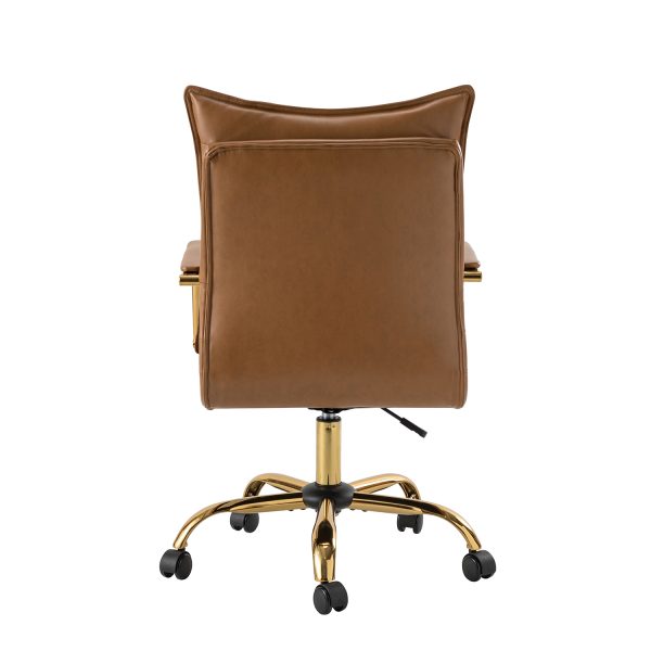 Maryland Camel Tufted Ergonomic Swivel Faux Leather Office Chair 4