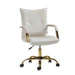 Maryland White Tufted Faux Leather Ergonomic Swivel Office Chair 7 Maryland White Tufted Faux Leather Ergonomic Swivel Office Chair