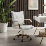 Maryland White Tufted Faux Leather Ergonomic Swivel Office Chair 6 Maryland White Tufted Faux Leather Ergonomic Swivel Office Chair