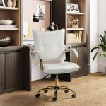 Maryland White Tufted Faux Leather Ergonomic Swivel Office Chair 8 Maryland White Tufted Faux Leather Ergonomic Swivel Office Chair