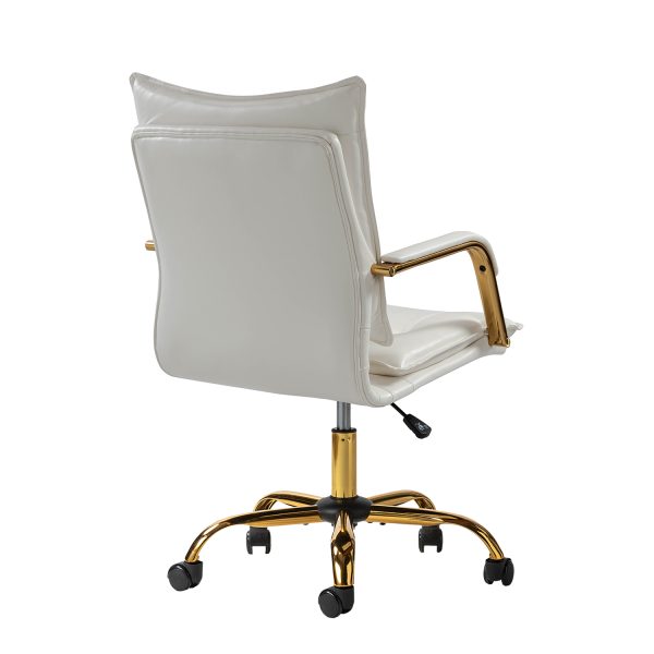 Maryland White Tufted Faux Leather Ergonomic Swivel Office Chair 4