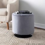 Mason 17-Inch Silver Velvet Contemporary Round Swivel Ottoman 10 Mason 17-Inch Silver Velvet Contemporary Round Swivel Ottoman