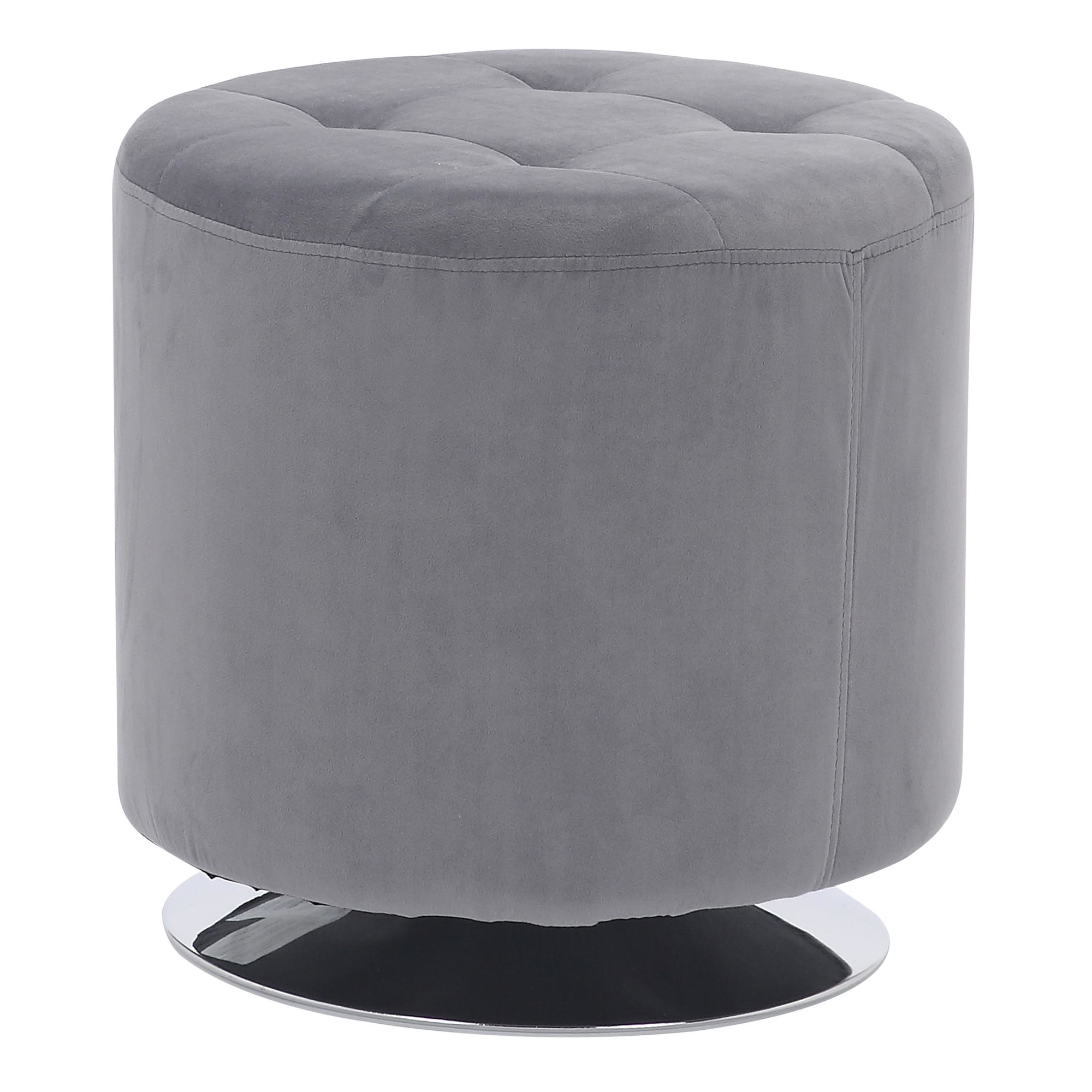 Mason 17-Inch Silver Velvet Contemporary Round Swivel Ottoman 3 Mason 17-Inch Silver Velvet Contemporary Round Swivel Ottoman - Image 3