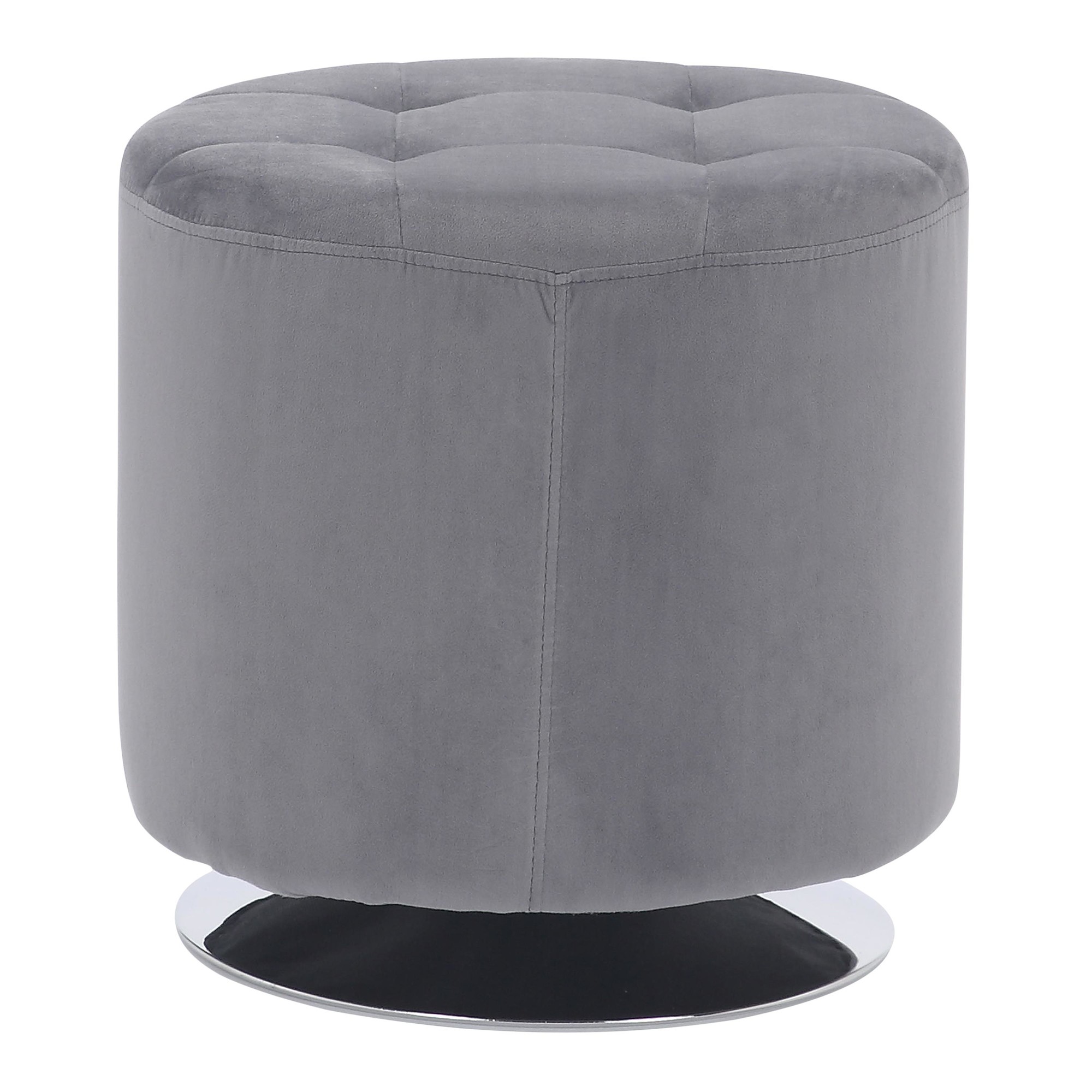 Mason 17-Inch Silver Velvet Contemporary Round Swivel Ottoman 4 Mason 17-Inch Silver Velvet Contemporary Round Swivel Ottoman - Image 4