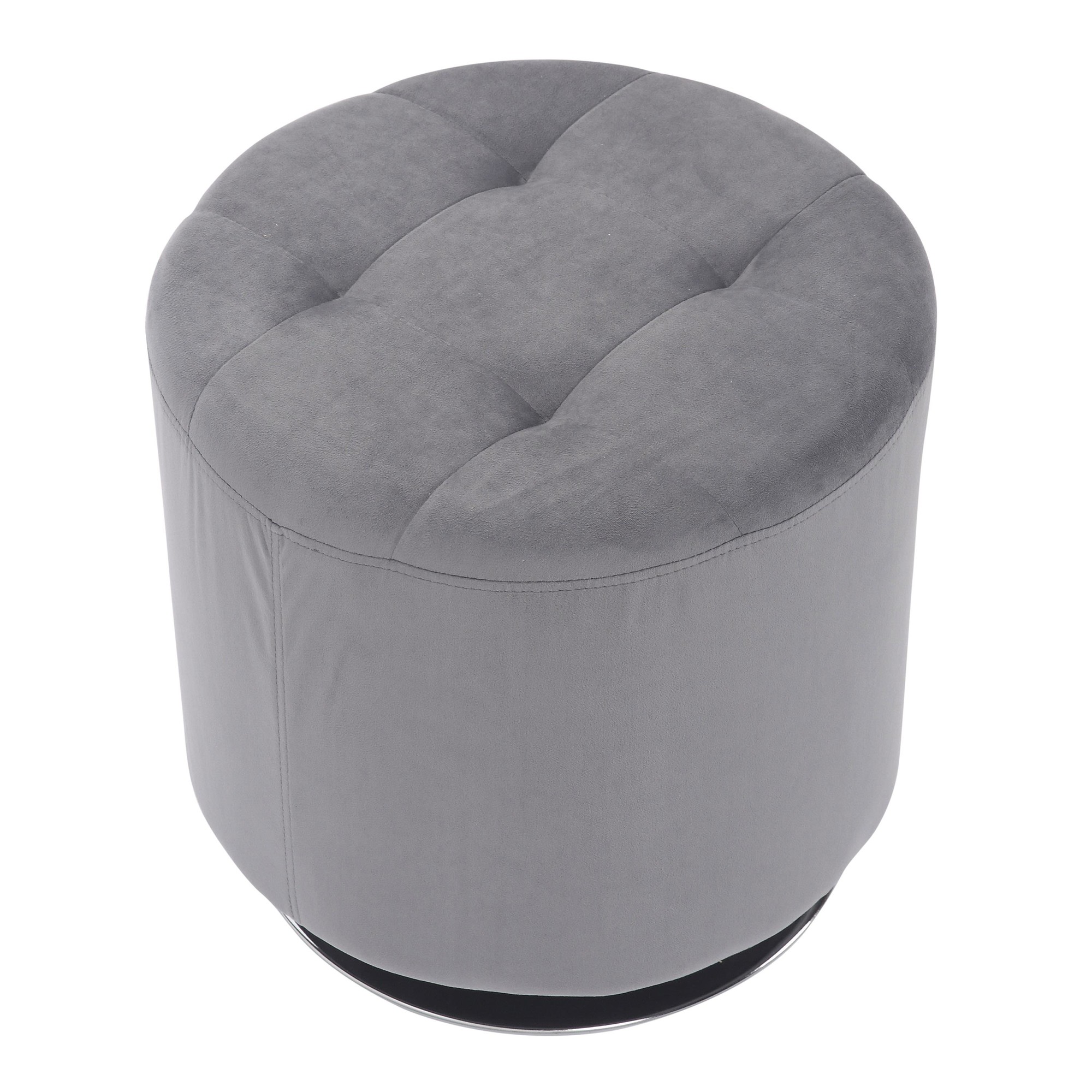 Mason 17-Inch Silver Velvet Contemporary Round Swivel Ottoman 5 Mason 17-Inch Silver Velvet Contemporary Round Swivel Ottoman - Image 5