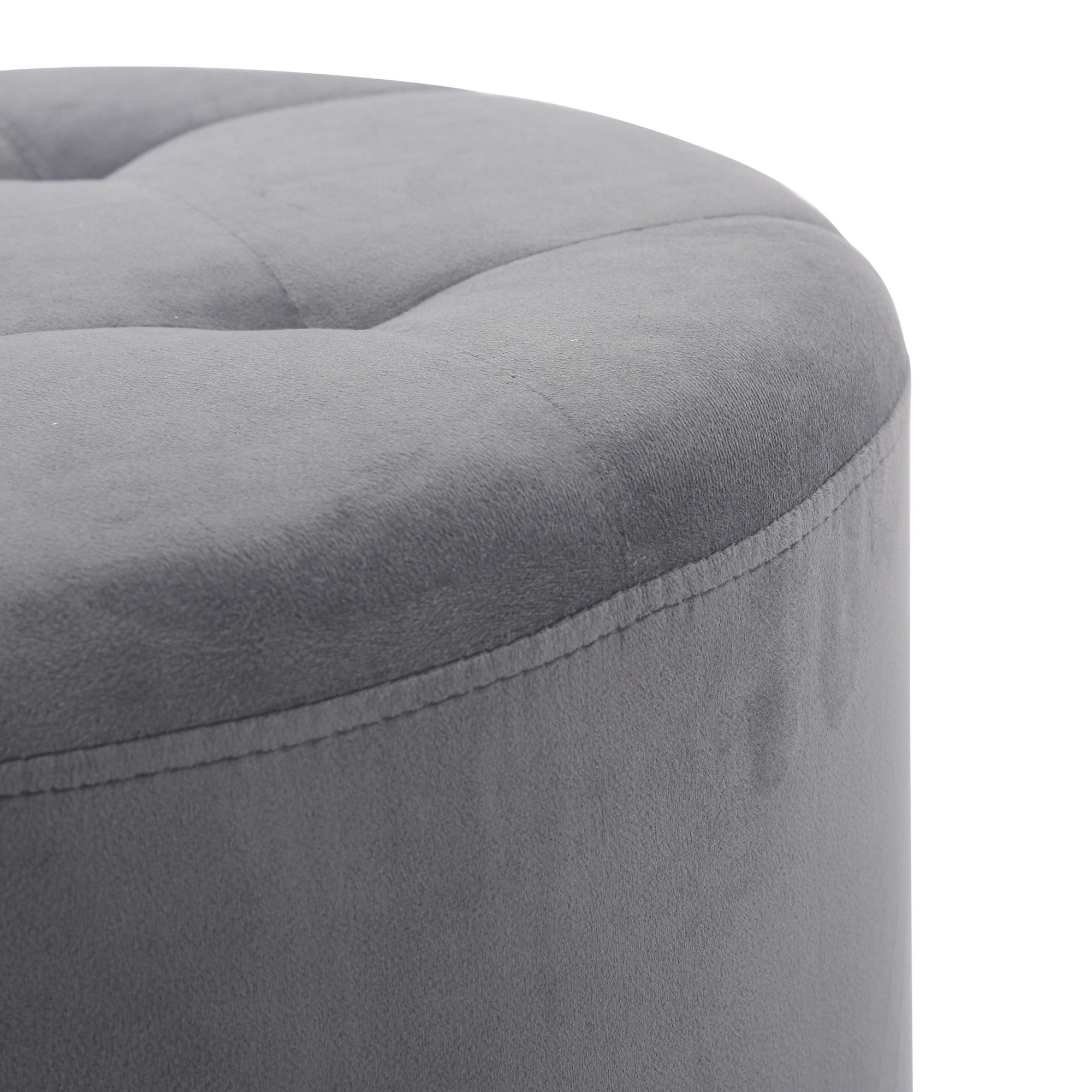 Mason 17-Inch Silver Velvet Contemporary Round Swivel Ottoman 6 Mason 17-Inch Silver Velvet Contemporary Round Swivel Ottoman - Image 6