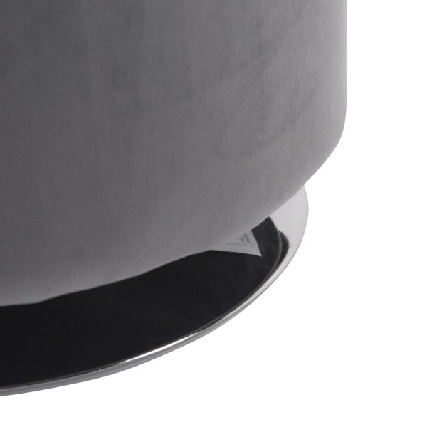 Mason 17 Inch Silver Velvet Contemporary Round Swivel Ottoman 6