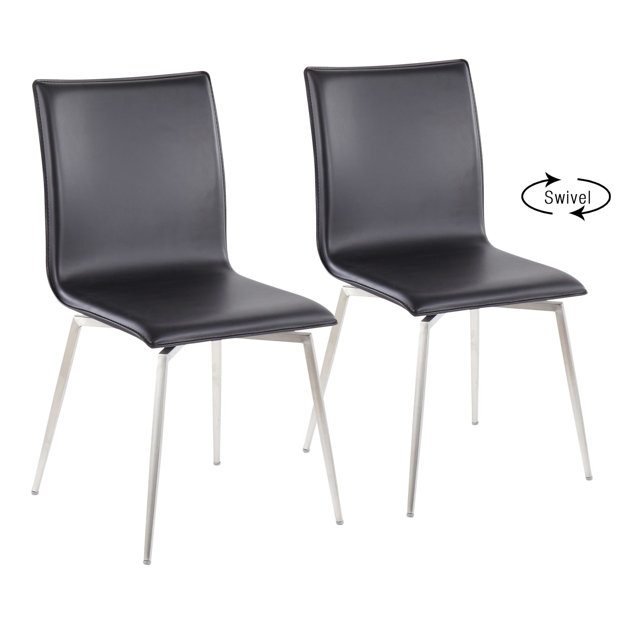 Mason Black Faux Leather Contemporary Swivel Chairs (Set of 2) 9 Mason Black Faux Leather Contemporary Swivel Chairs (Set of 2) - Image 9