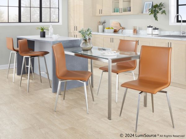 Mason Contemporary Camel Faux Leather Swivel Chairs Set of 2 1