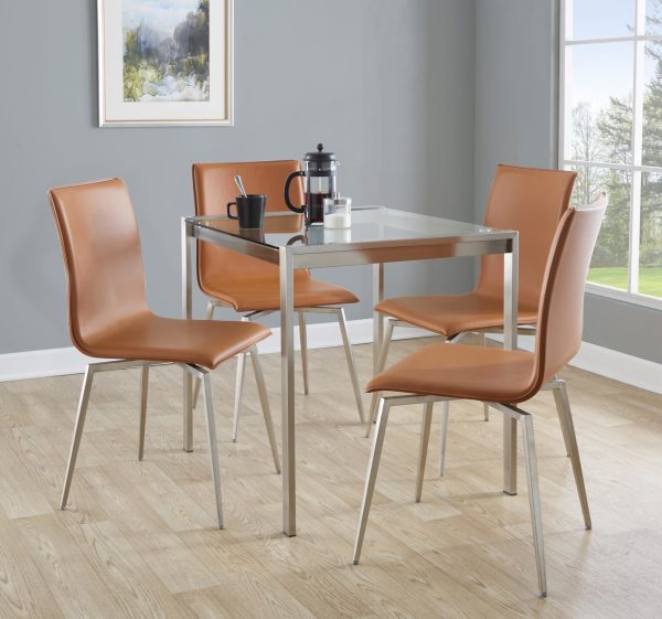 Mason Contemporary Camel Faux Leather Swivel Chairs Set of 2 2