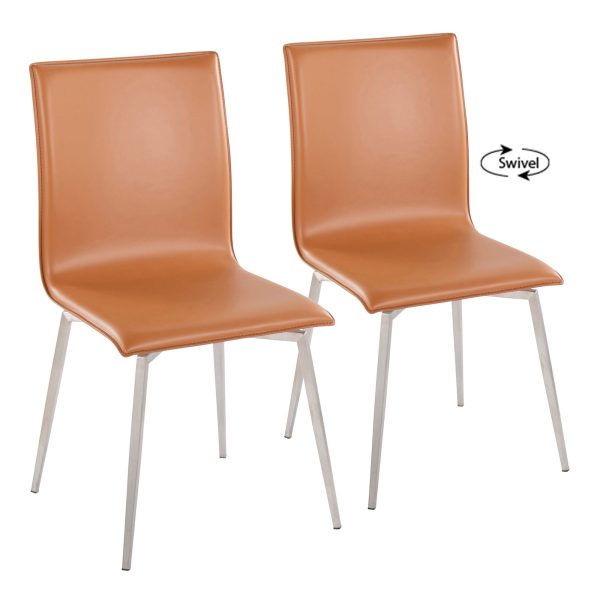 Mason Contemporary Camel Faux Leather Swivel Chairs Set of 2 3