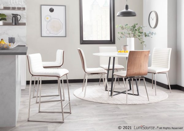 Mason Contemporary Swivel Accent Chairs Walnut White Set of 2 1