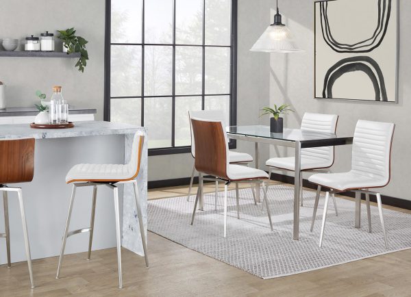 Mason Contemporary Swivel Accent Chairs Walnut White Set of 2 2