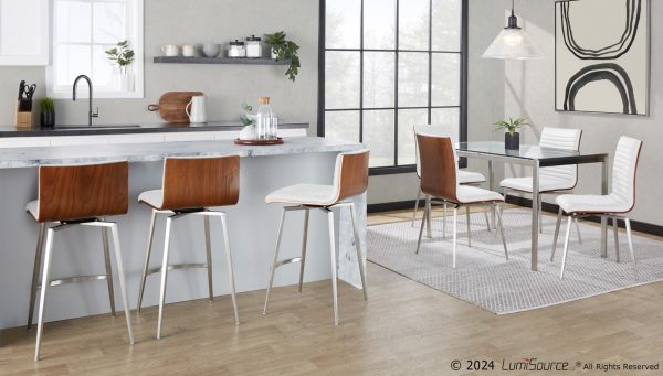 Mason Contemporary Swivel Accent Chairs Walnut White Set of 2 3