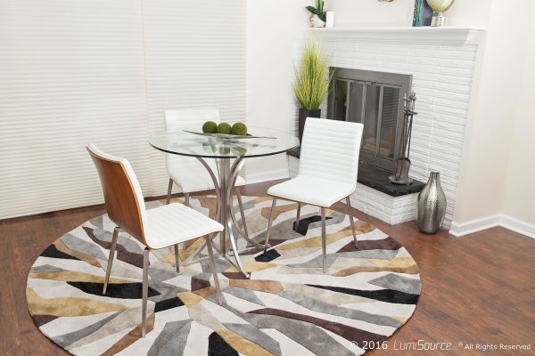 Mason Contemporary Swivel Accent Chairs Walnut White Set of 2 4