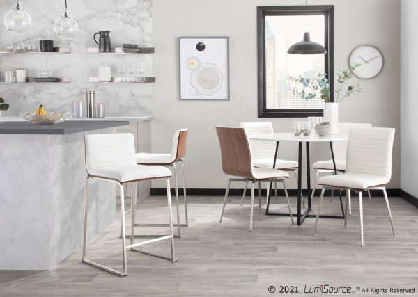 Mason Contemporary Swivel Accent Chairs Walnut White Set of 2