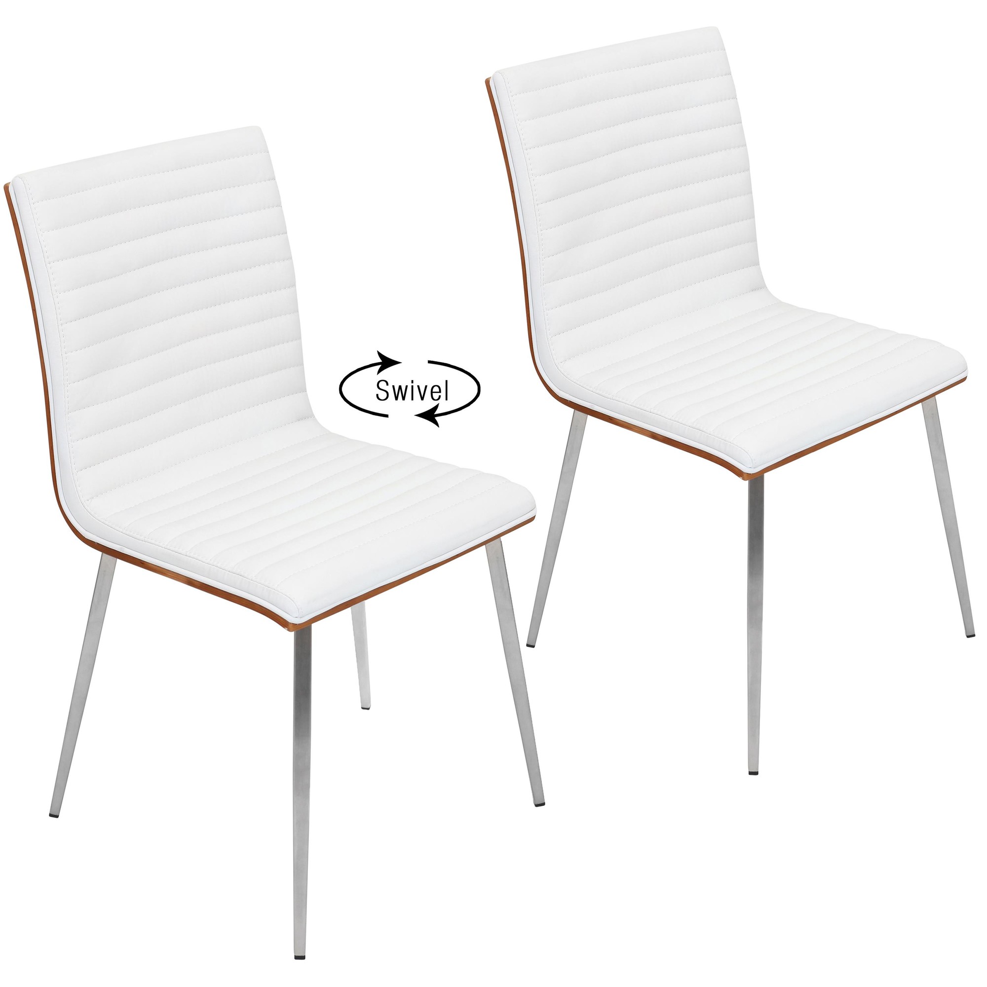 Mason Contemporary Swivel Accent Chairs Walnut White (Set of 2) 8 Mason Contemporary Swivel Accent Chairs Walnut White (Set of 2) - Image 8
