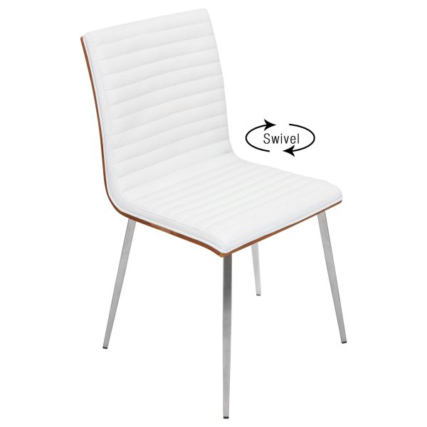 Mason Contemporary Swivel Accent Chairs Walnut White Set of 2 8