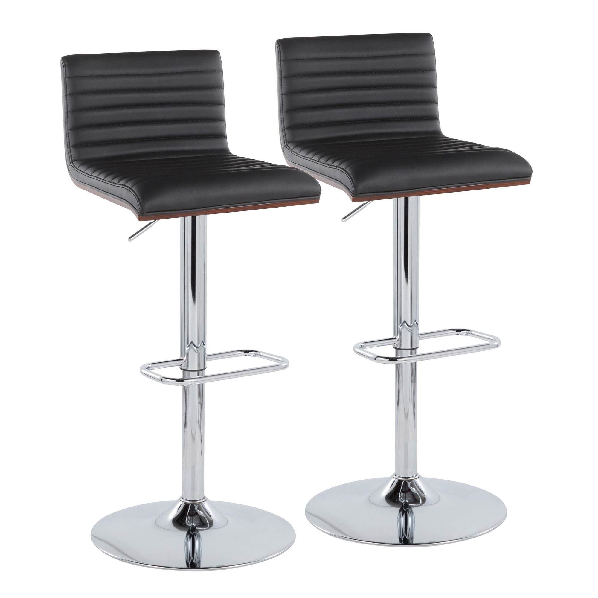 Mason Contemporary Swivel Barstool Chrome Walnut Black (Set of 2) 5 Mason Contemporary Swivel Barstool Chrome Walnut Black (Set of 2) - Image 5