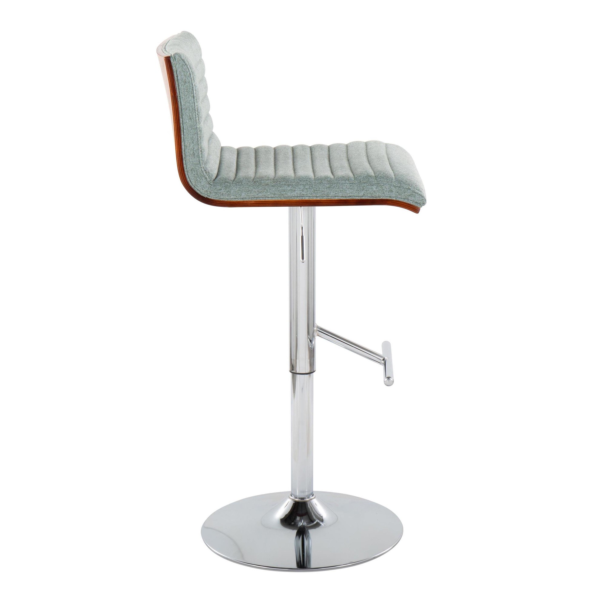 Mason Green Fabric Chrome Walnut Contemporary Swivel Barstools (Set of 2) 4 Mason Green Fabric Chrome Walnut Contemporary Swivel Barstools (Set of 2) - Image 4