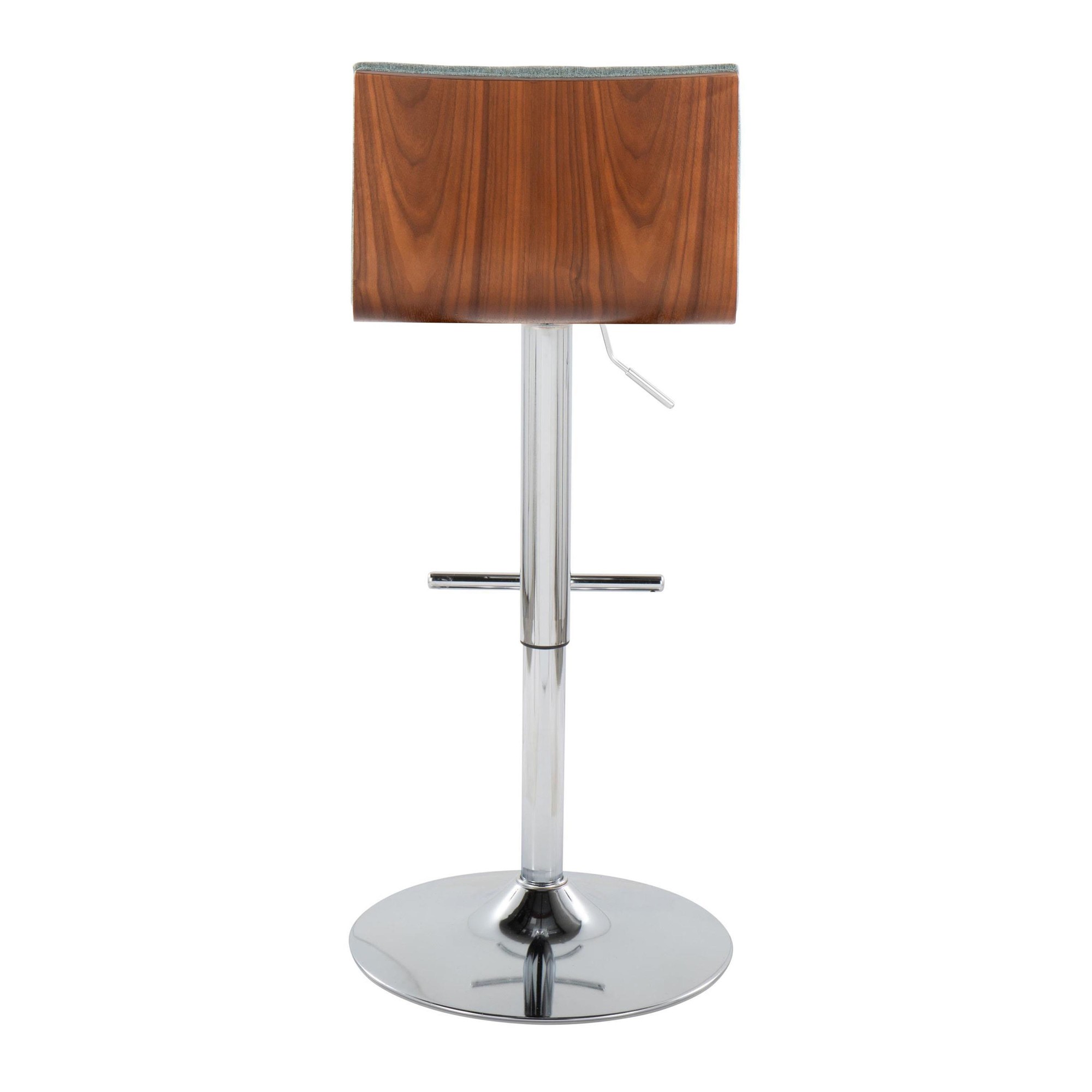 Mason Green Fabric Chrome Walnut Contemporary Swivel Barstools (Set of 2) 6 Mason Green Fabric Chrome Walnut Contemporary Swivel Barstools (Set of 2) - Image 6