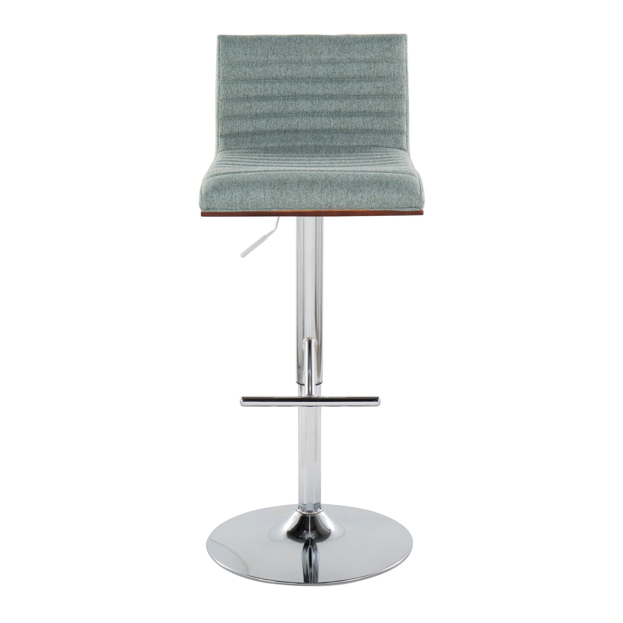 Mason Green Fabric Chrome Walnut Contemporary Swivel Barstools (Set of 2) 7 Mason Green Fabric Chrome Walnut Contemporary Swivel Barstools (Set of 2) - Image 7