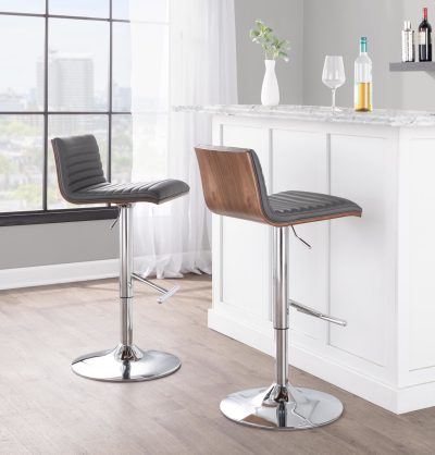 Mason Grey Faux Leather Contemporary Swivel Barstool (Set of 2)