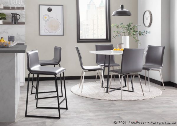 Mason Grey Faux Leather Swivel Contemporary Chair Set of 2 1