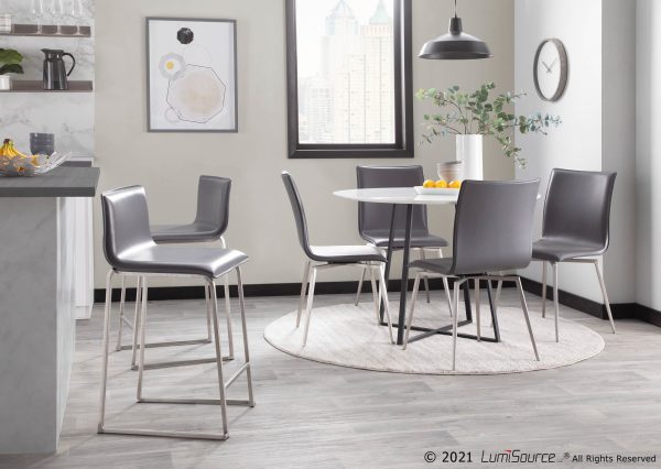 Mason Grey Faux Leather Swivel Contemporary Chair Set of 2 4