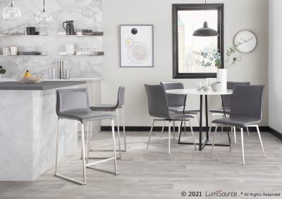 Mason Grey Faux Leather Swivel Contemporary Chair (Set of 2)