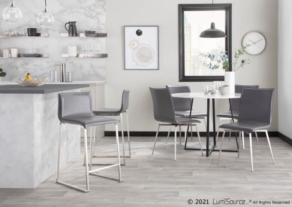 Mason Grey Faux Leather Swivel Contemporary Chair Set of 2