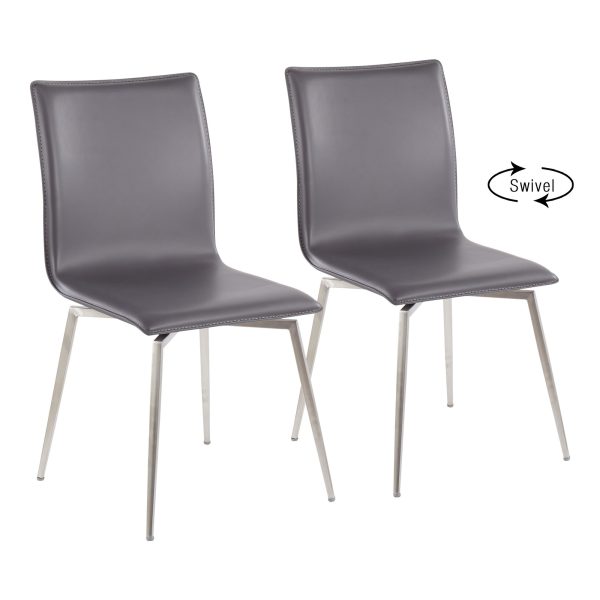 Mason Grey Faux Leather Swivel Contemporary Chair Set of 2 8