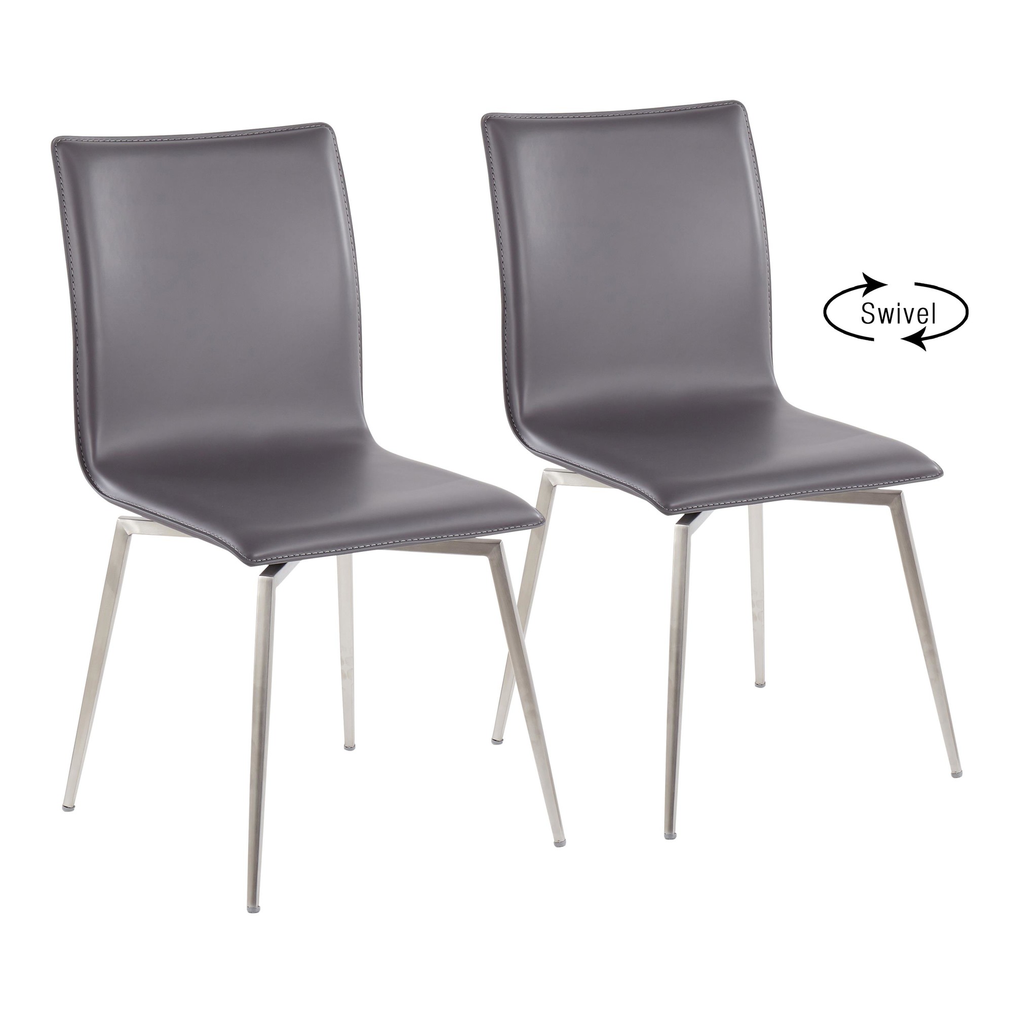 Mason Grey Faux Leather Swivel Contemporary Chair (Set of 2) 9 Mason Grey Faux Leather Swivel Contemporary Chair (Set of 2) - Image 9