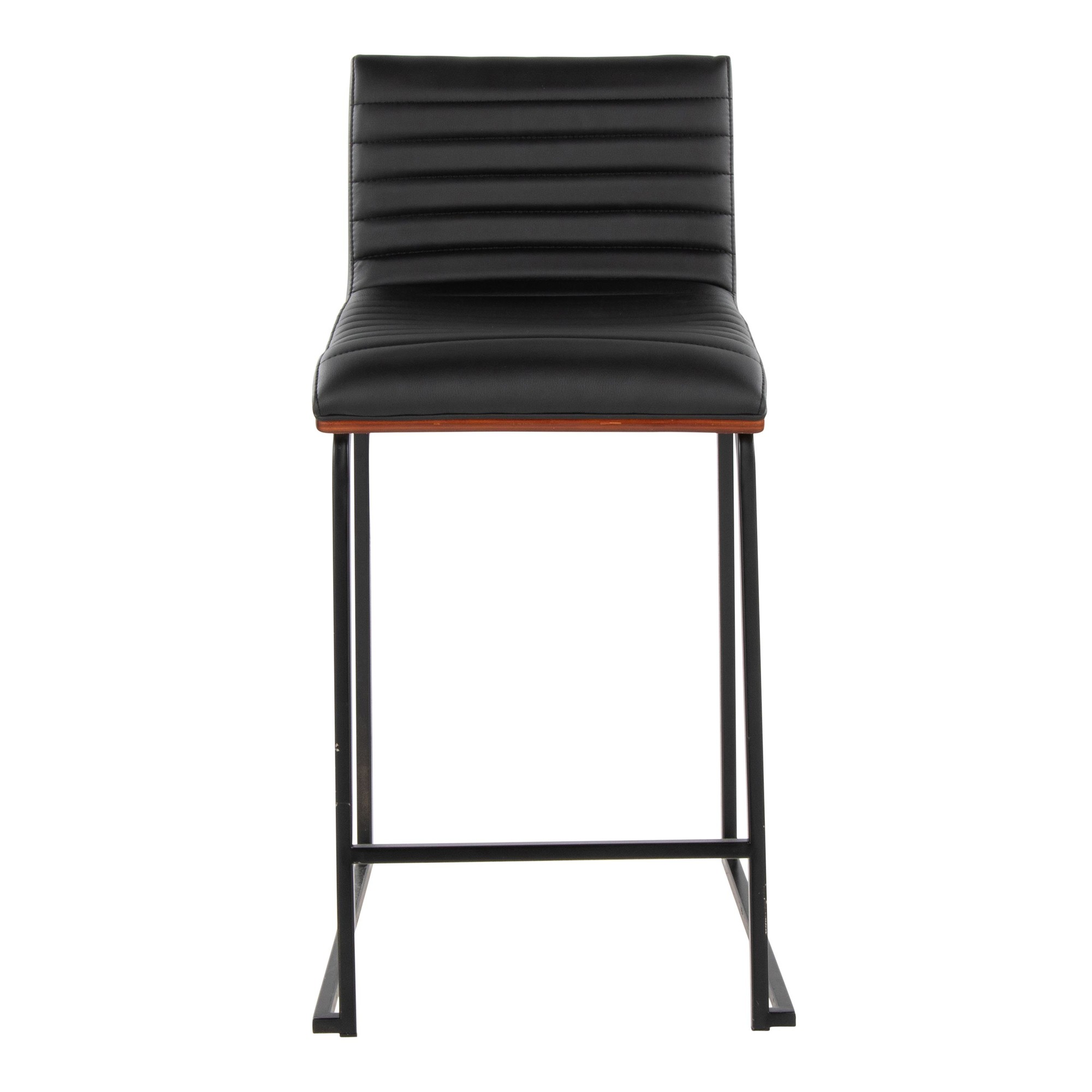 Mason Mara 26 Contemporary Black Faux Leather Counter Stools (Set of 2) 8 Mason Mara 26 Contemporary Black Faux Leather Counter Stools (Set of 2) - Image 8