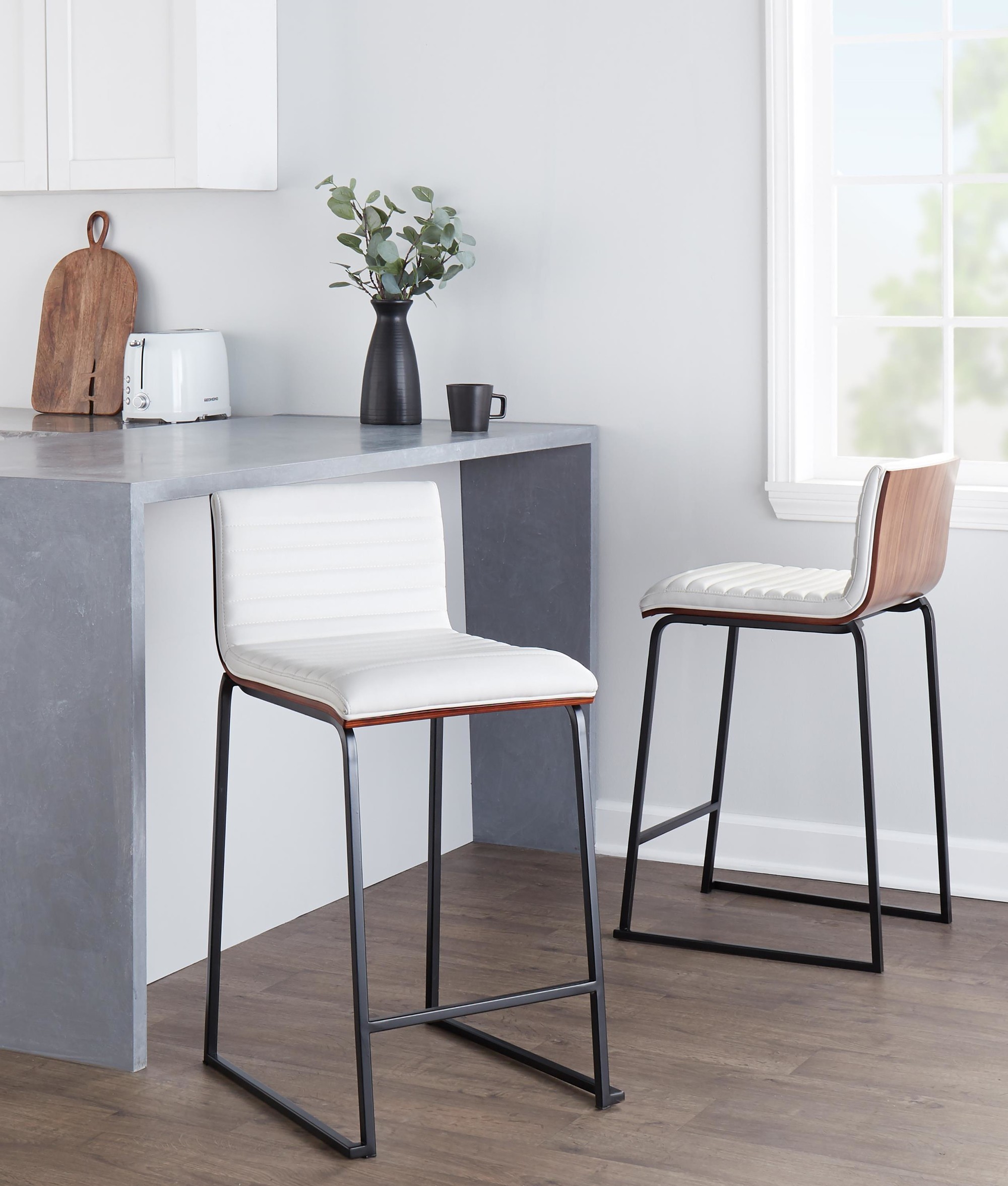 Mason Mara 26 Contemporary Black and White Counter Stools (Set of 2) 1 Mason Mara 26 Contemporary Black and White Counter Stools (Set of 2)