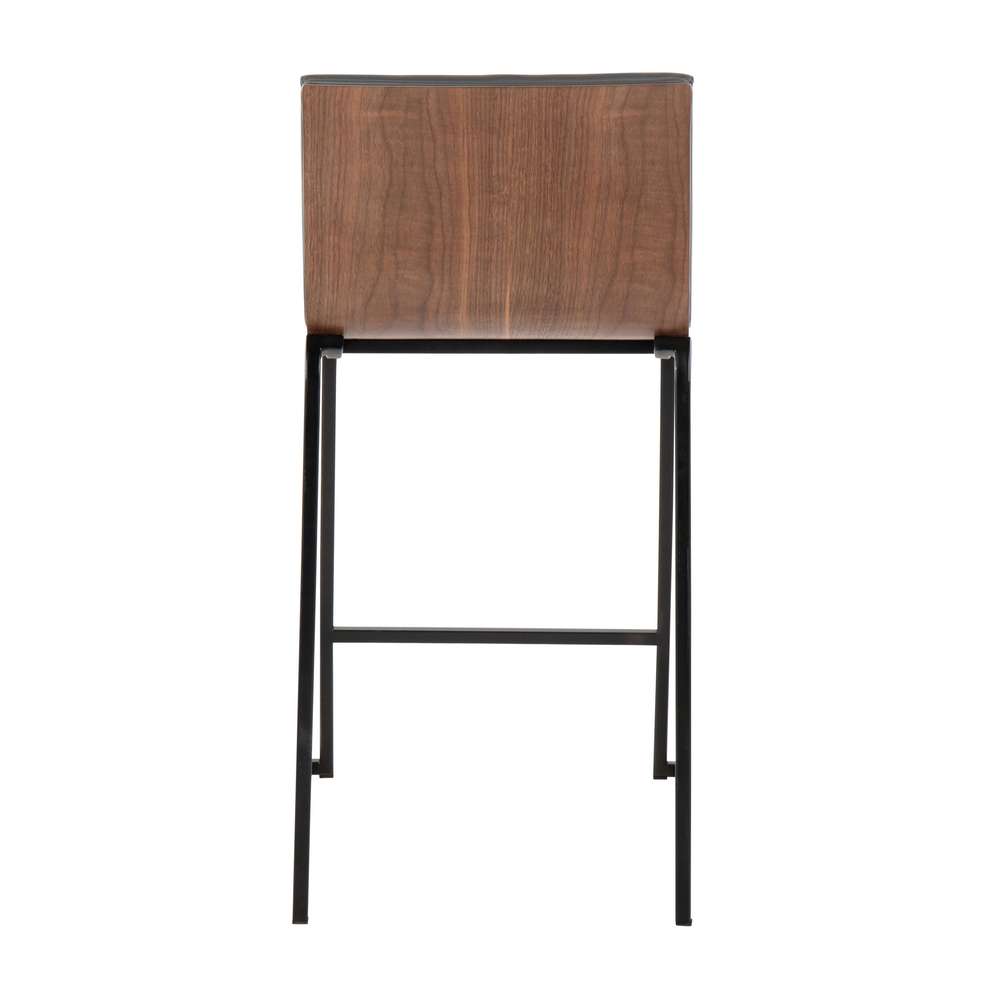 Mason Mara 26 Contemporary Black/Walnut Grey Faux Leather Counter Stools (Set of 2) 7 Mason Mara 26 Contemporary Black/Walnut Grey Faux Leather Counter Stools (Set of 2) - Image 7