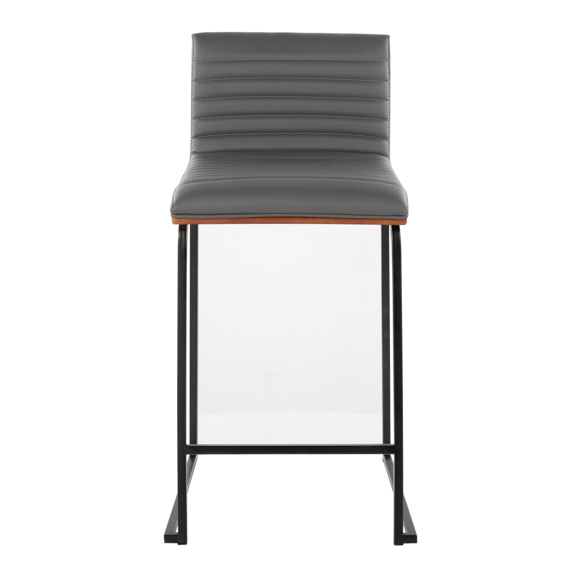 Mason Mara 26 Contemporary Black/Walnut Grey Faux Leather Counter Stools (Set of 2) 8 Mason Mara 26 Contemporary Black/Walnut Grey Faux Leather Counter Stools (Set of 2) - Image 8