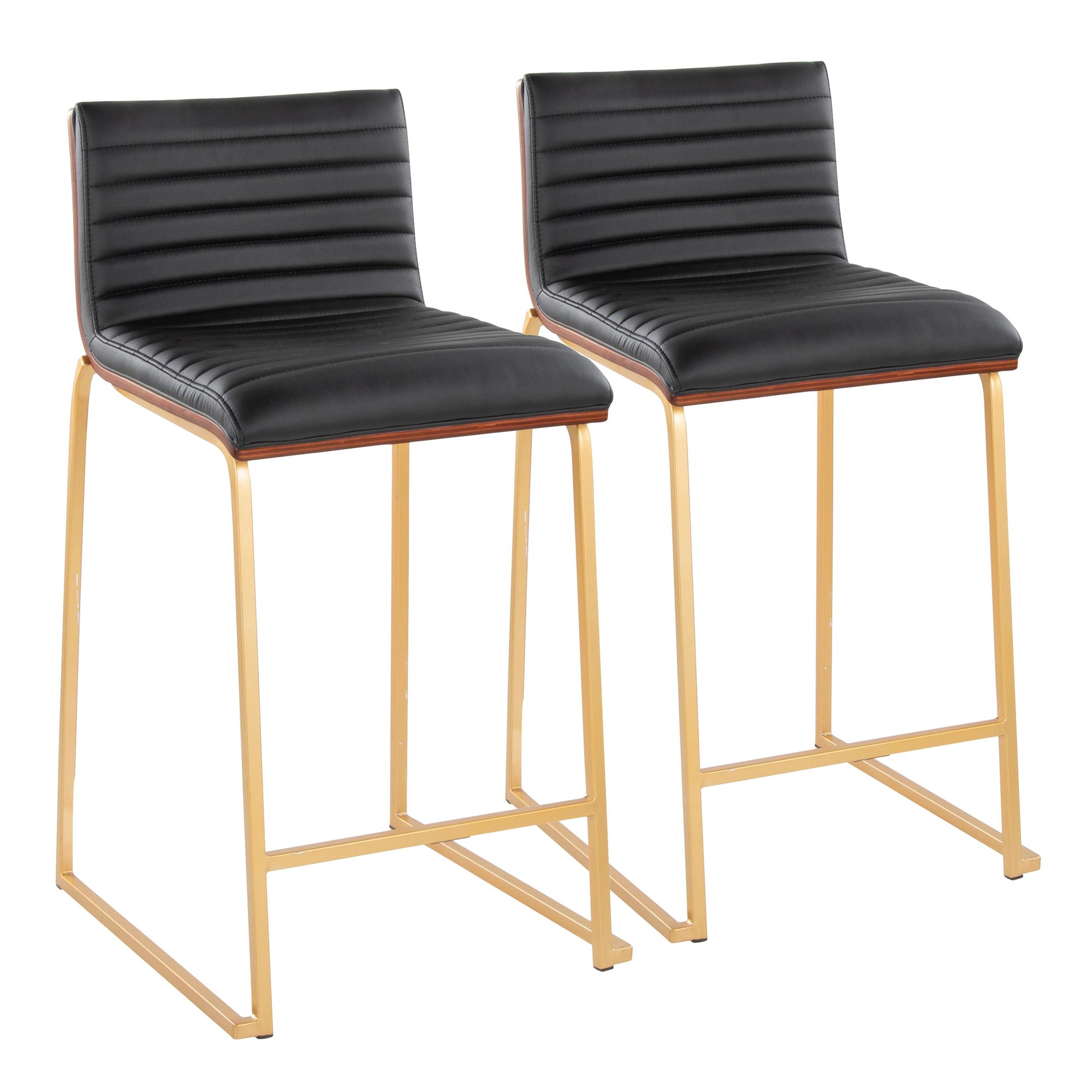 Mason Mara 26 Contemporary Gold and Black Counter Stools (Set of 2) 3 Mason Mara 26 Contemporary Gold and Black Counter Stools (Set of 2) - Image 3