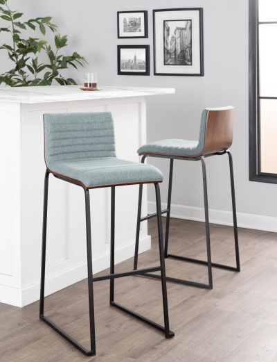 Mason Mara 30 Contemporary Black Metal Green Barstools (Set of 2)