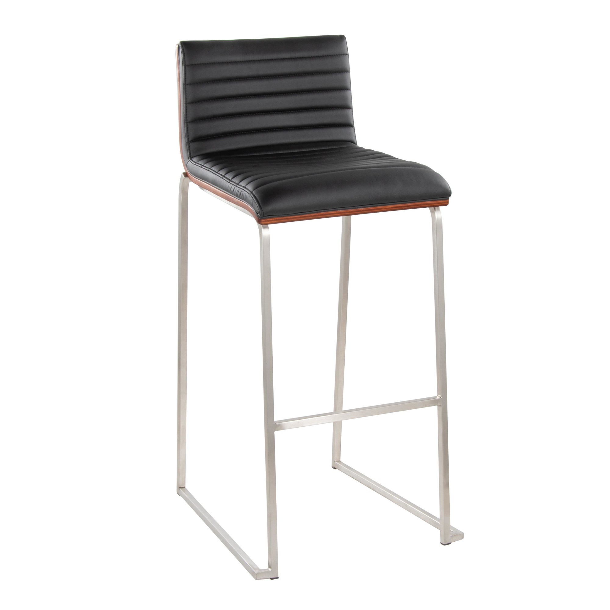 Mason Mara 30 Contemporary Walnut and Black Barstools (Set of 2) 4 Mason Mara 30 Contemporary Walnut and Black Barstools (Set of 2) - Image 4