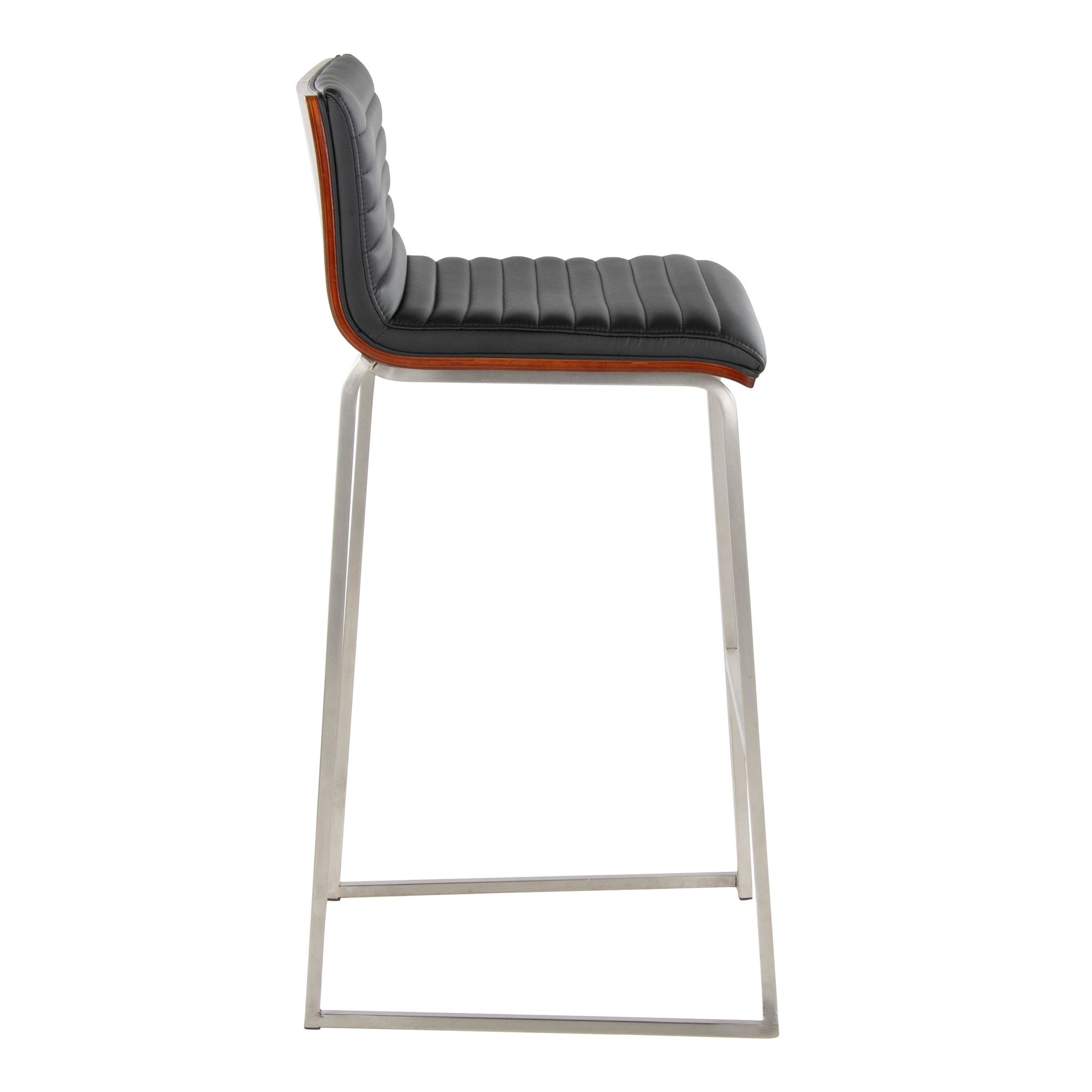 Mason Mara 30 Contemporary Walnut and Black Barstools (Set of 2) 5 Mason Mara 30 Contemporary Walnut and Black Barstools (Set of 2) - Image 5